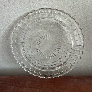 Vintage Federal Clear Glass Decorative Cake Plate #2889